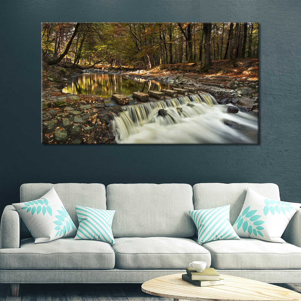 Cascading Waterfall Over Stepping Stones