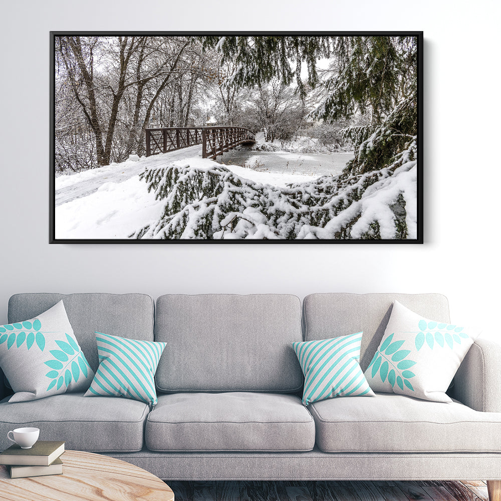 Minnesota Forest Snowy Bridge